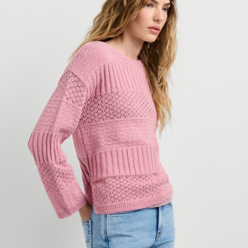 Μπλούζα πλεκτή crochet jumper Alaya Pink Pepe jeans