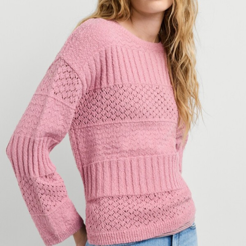 Μπλούζα πλεκτή crochet jumper Alaya Pink Pepe jeans