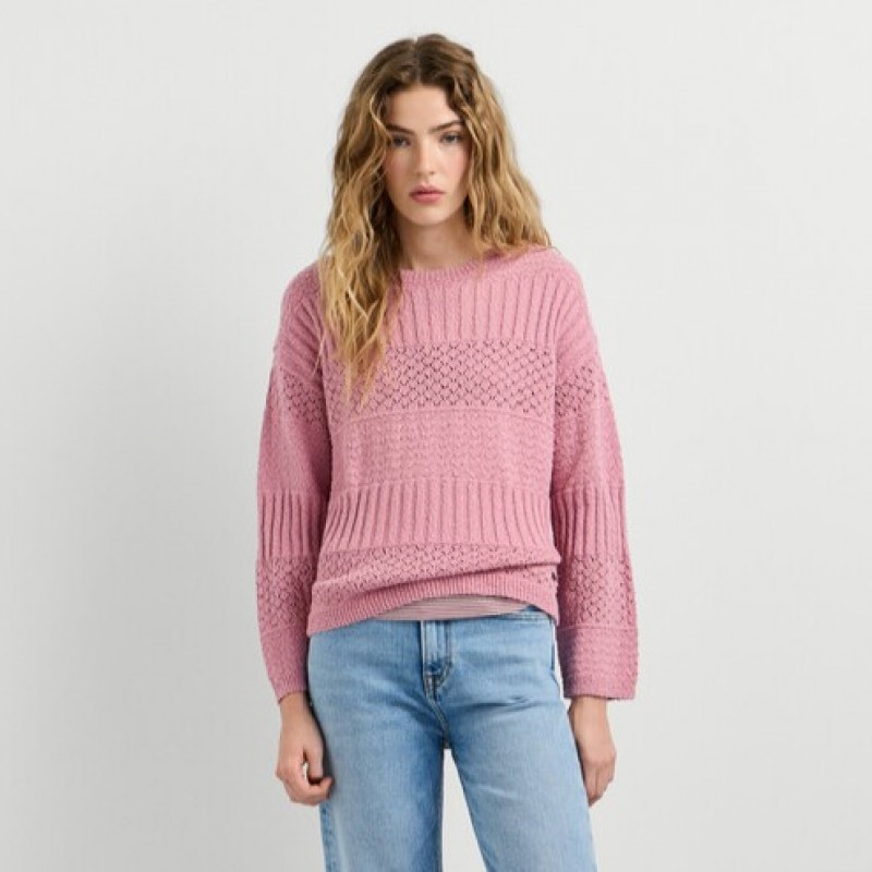 Μπλούζα πλεκτή crochet jumper Alaya Pink Pepe jeans