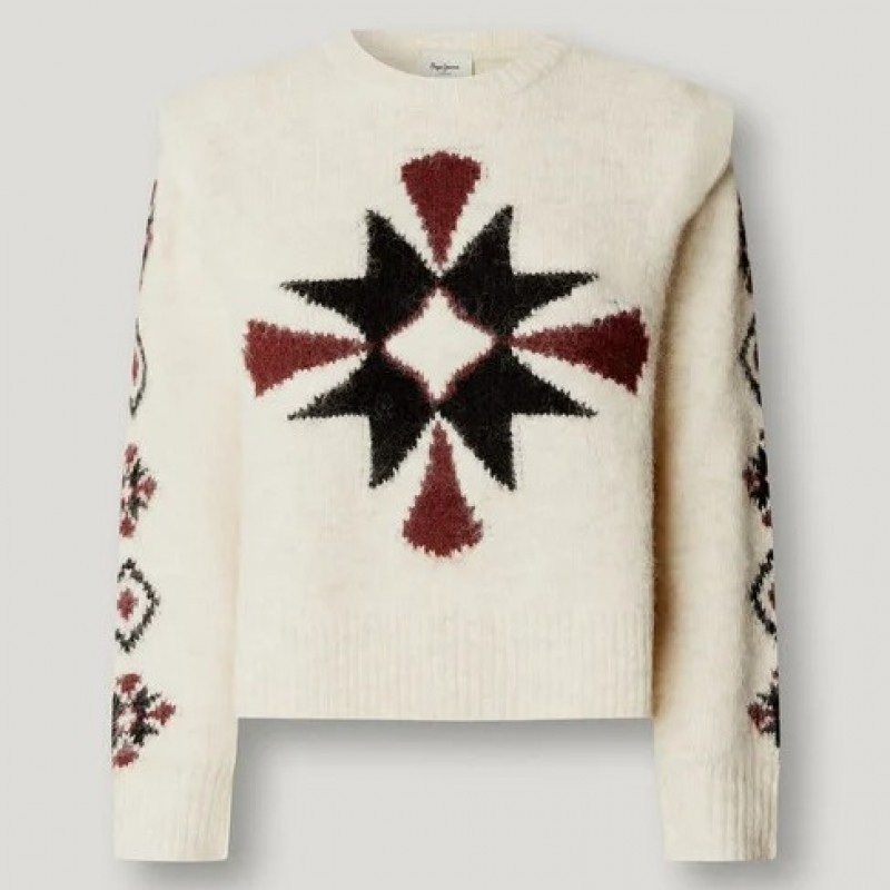 Πουλόβερ πλεκτό crew neck jumper Audrey Beige Pepe jeans