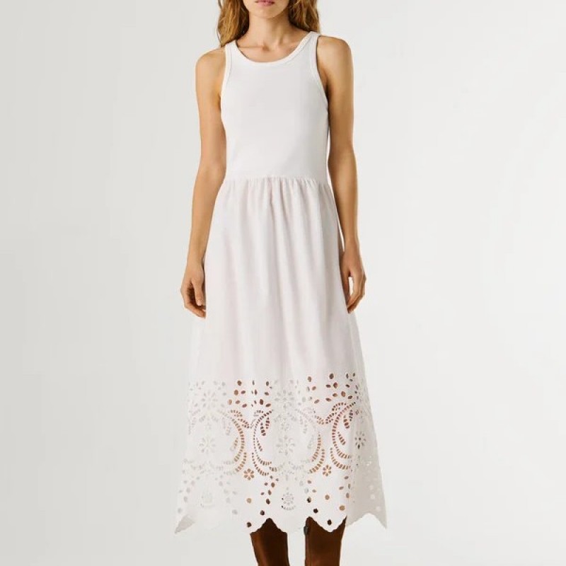 Φόρεμα αμάνικο με δαντέλα Naomi White Pepe jeans