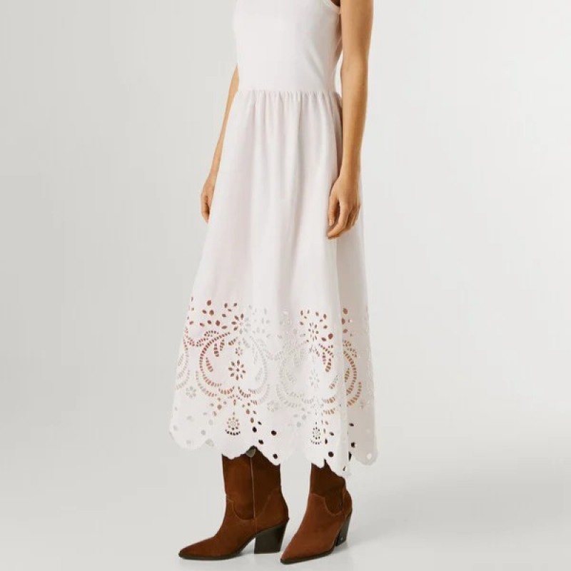 Φόρεμα αμάνικο με δαντέλα Naomi White Pepe jeans