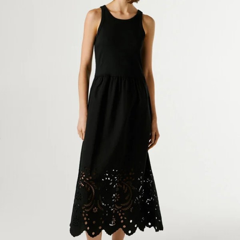 Φόρεμα αμάνικο με δαντέλα Naomi Black Pepe jeans