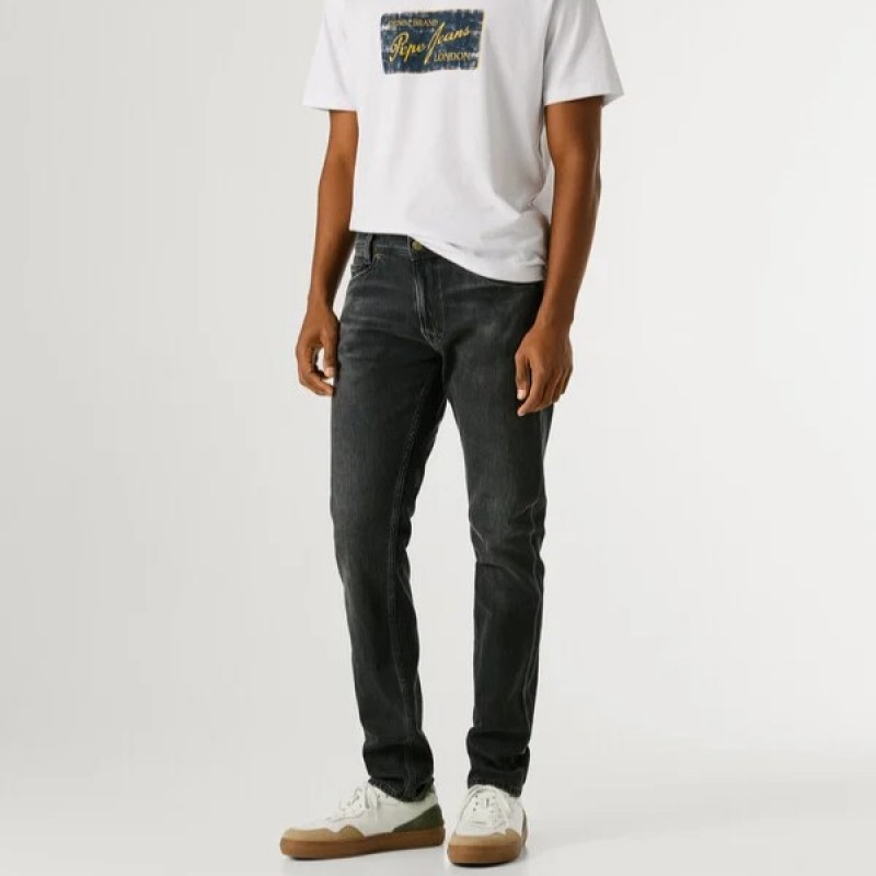 Τζίν παντελόνι Spike taper fit mid-rise Black Pepe jeans