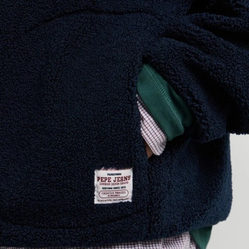 Μπουφάν Borg regular fit Blue Pepe jeans