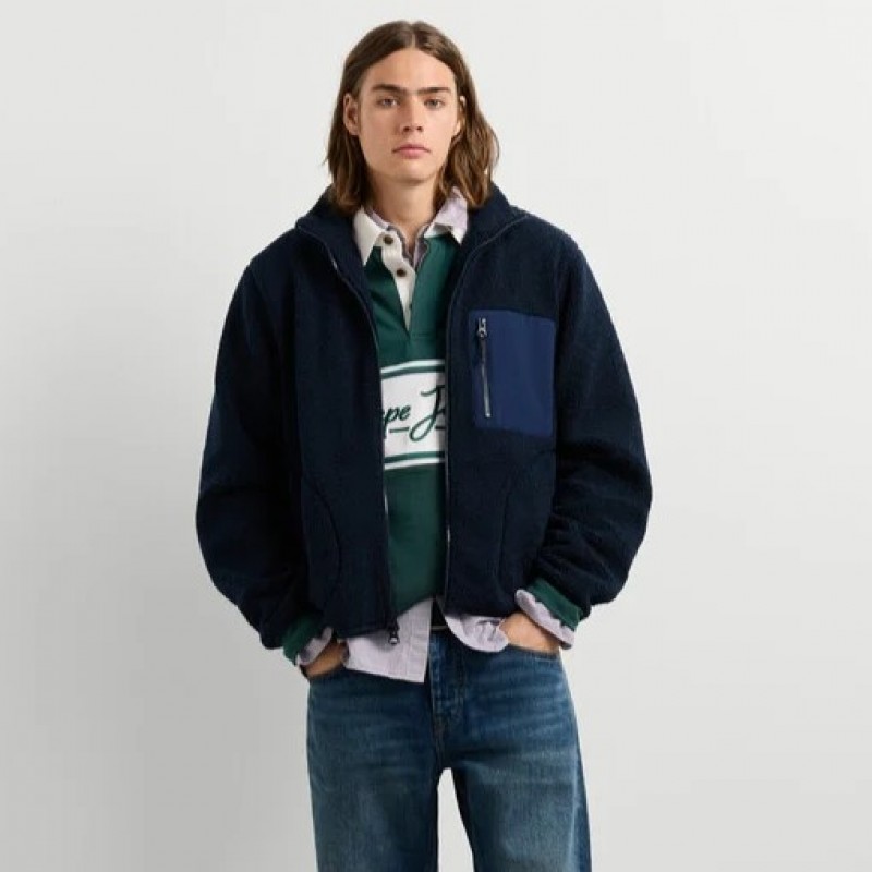 Μπουφάν Borg regular fit Blue Pepe jeans