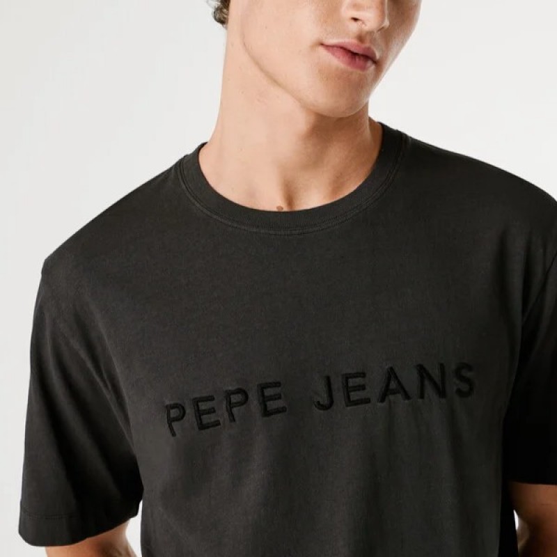 Μπλούζα με κοντό μανίκι essentials Mayer Black Pepe jeans