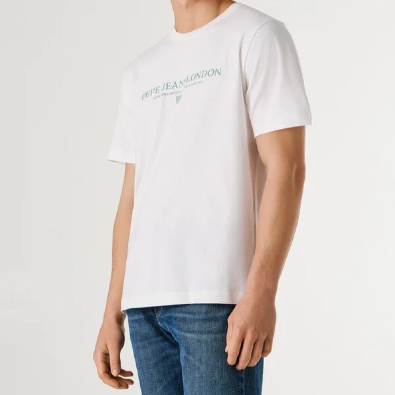 Μπλούζα με κοντό μανίκι essentials Summer logo White Pepe jeans