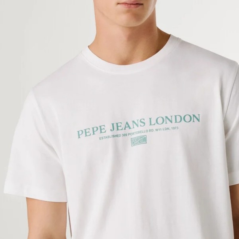 Μπλούζα με κοντό μανίκι essentials Summer logo White Pepe jeans