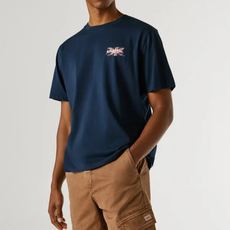 Μπλούζα με κοντό μανίκι essentials small logo Blue Pepe jeans