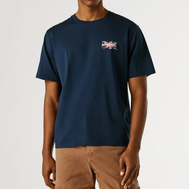 Μπλούζα με κοντό μανίκι essentials small logo Blue Pepe jeans