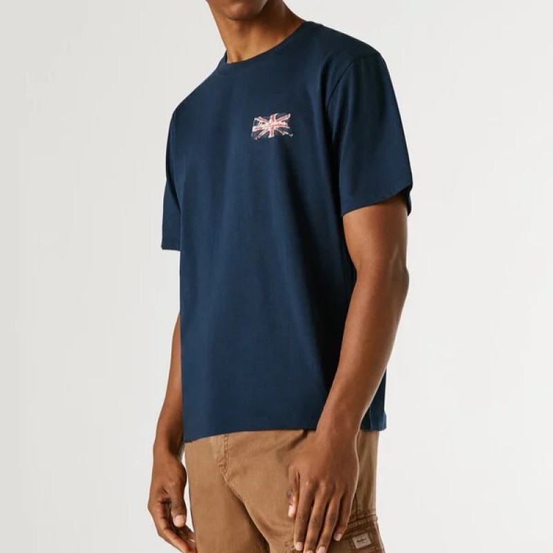 Μπλούζα με κοντό μανίκι essentials small logo Blue Pepe jeans