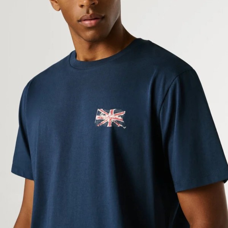 Μπλούζα με κοντό μανίκι essentials small logo Blue Pepe jeans