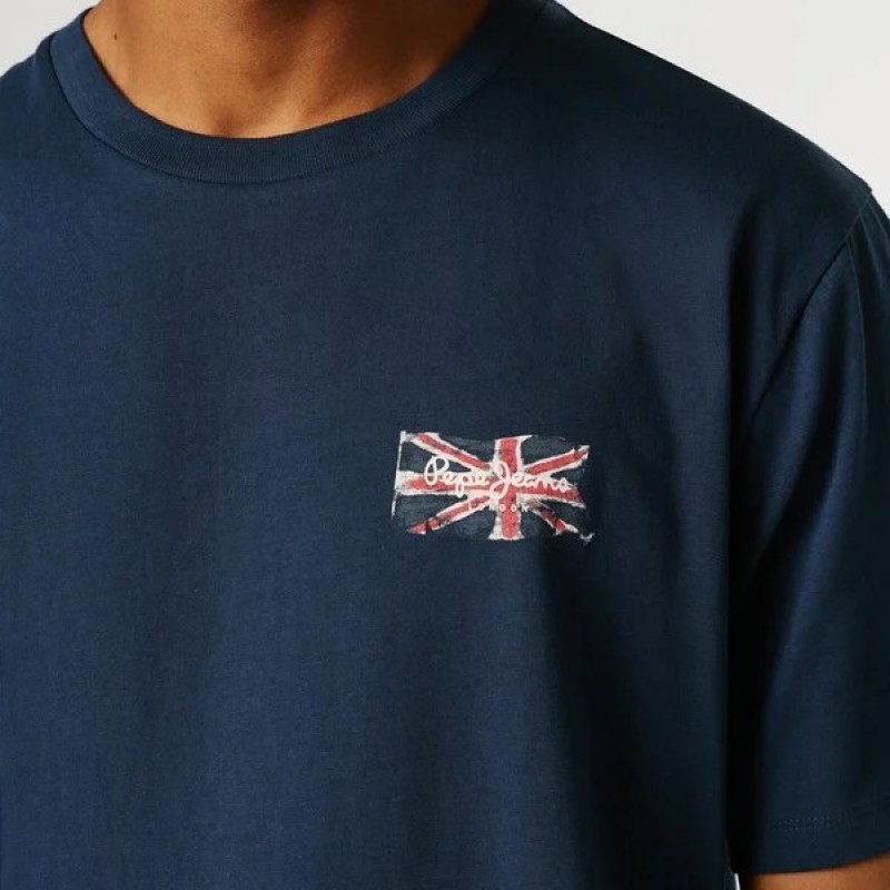 Μπλούζα με κοντό μανίκι essentials small logo Blue Pepe jeans