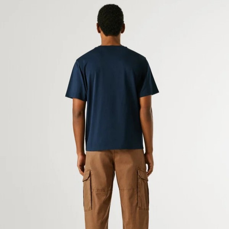 Μπλούζα με κοντό μανίκι essentials small logo Blue Pepe jeans