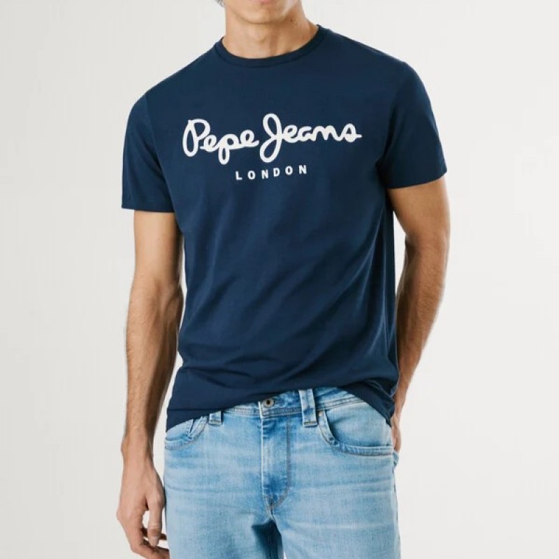 Μπλούζα με κοντό μανίκι essentials original stretch Blue Pepe jeans