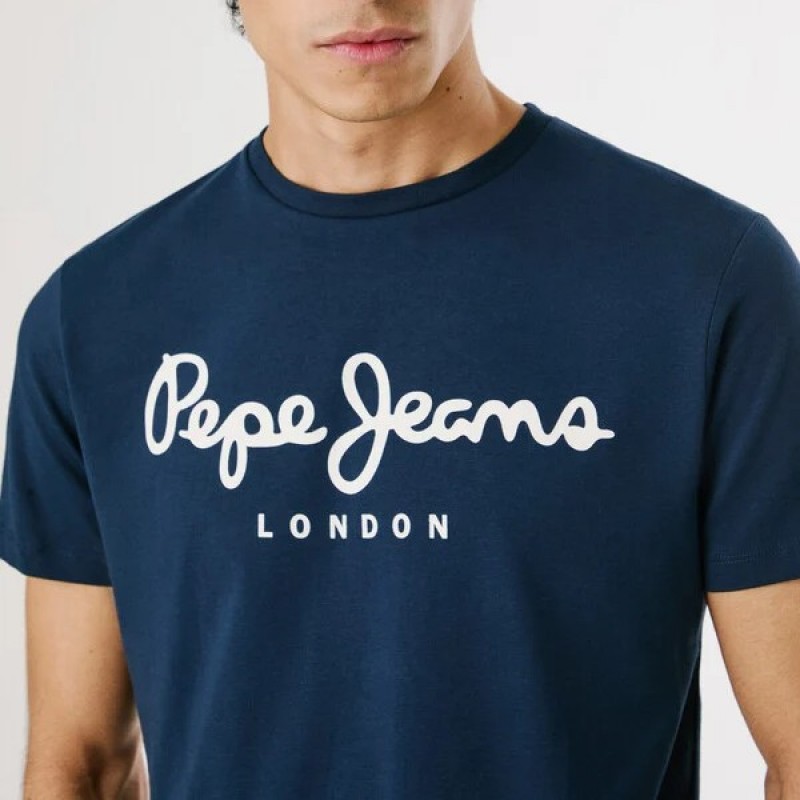 Μπλούζα με κοντό μανίκι essentials original stretch Blue Pepe jeans