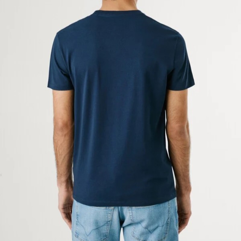 Μπλούζα με κοντό μανίκι essentials original stretch Blue Pepe jeans