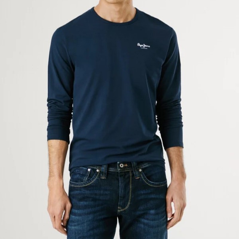Μπλούζα με μακρύ μανίκι Original Basic Blue Pepe Jeans