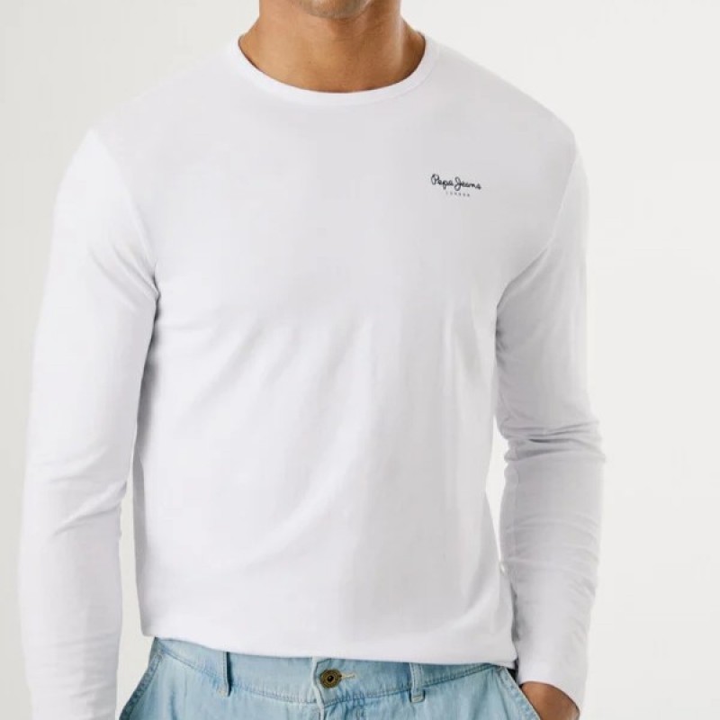 Μπλούζα με μακρύ μανίκι Original Basic White Pepe Jeans