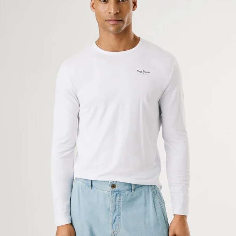 Μπλούζα με μακρύ μανίκι Original Basic White Pepe Jeans
