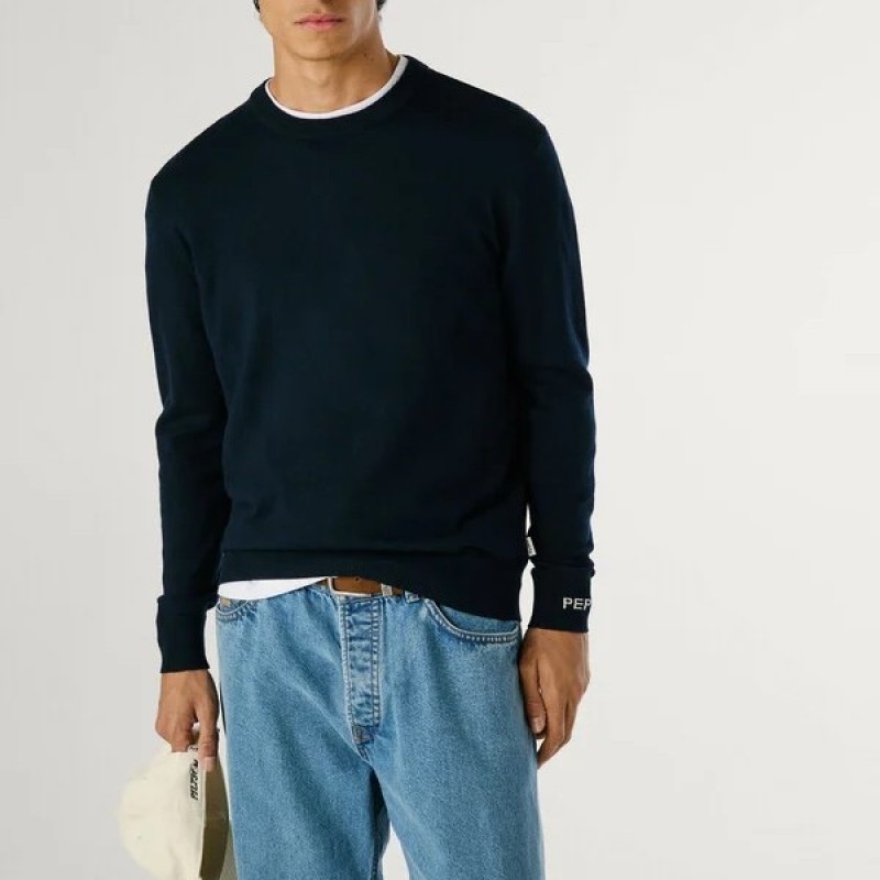 Πουλόβερ ανδρικό Andre crew neck Blue Pepe jeans