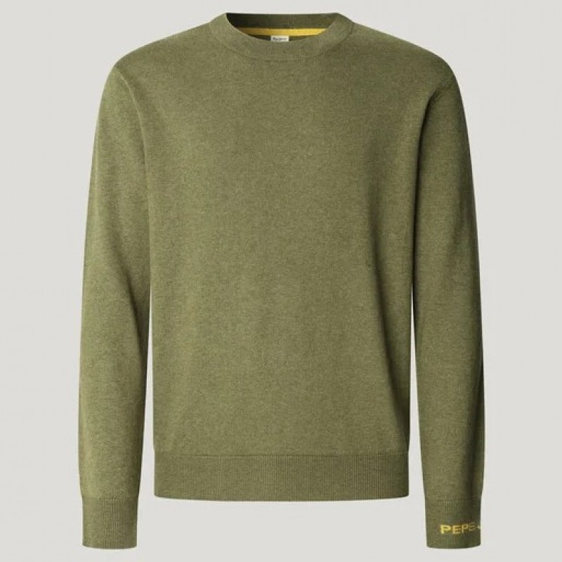 Πουλόβερ ανδρικό Andre crew neck Olive Pepe jeans	