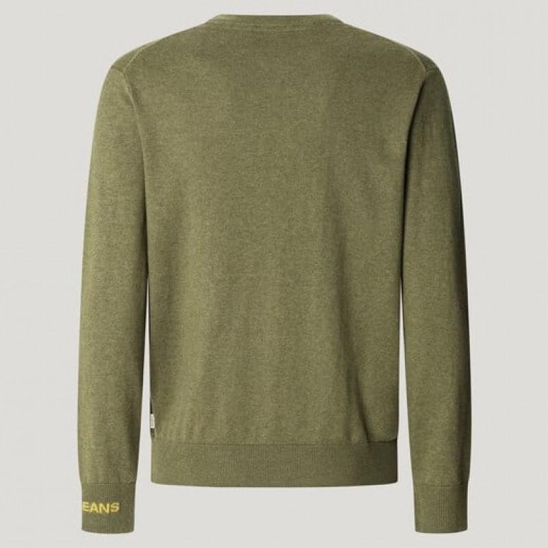 Πουλόβερ ανδρικό Andre crew neck Olive Pepe jeans	