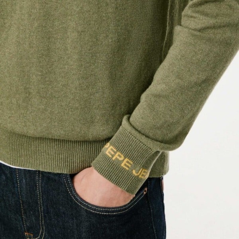 Πουλόβερ ανδρικό Andre crew neck Olive Pepe jeans	