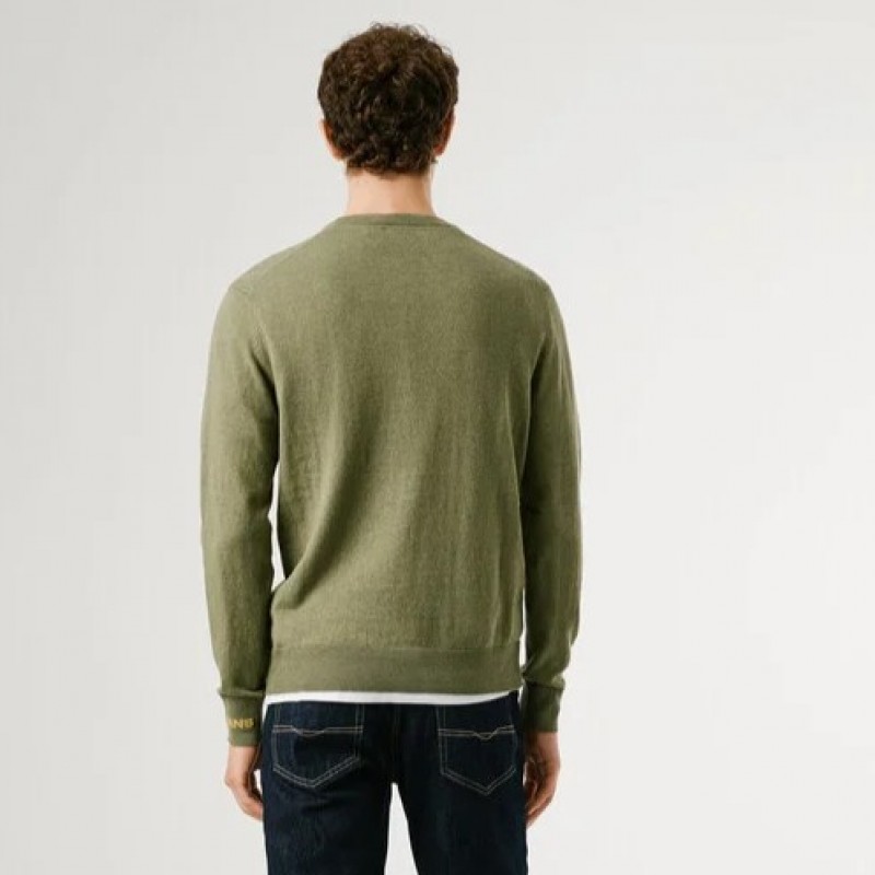 Πουλόβερ ανδρικό Andre crew neck Olive Pepe jeans	