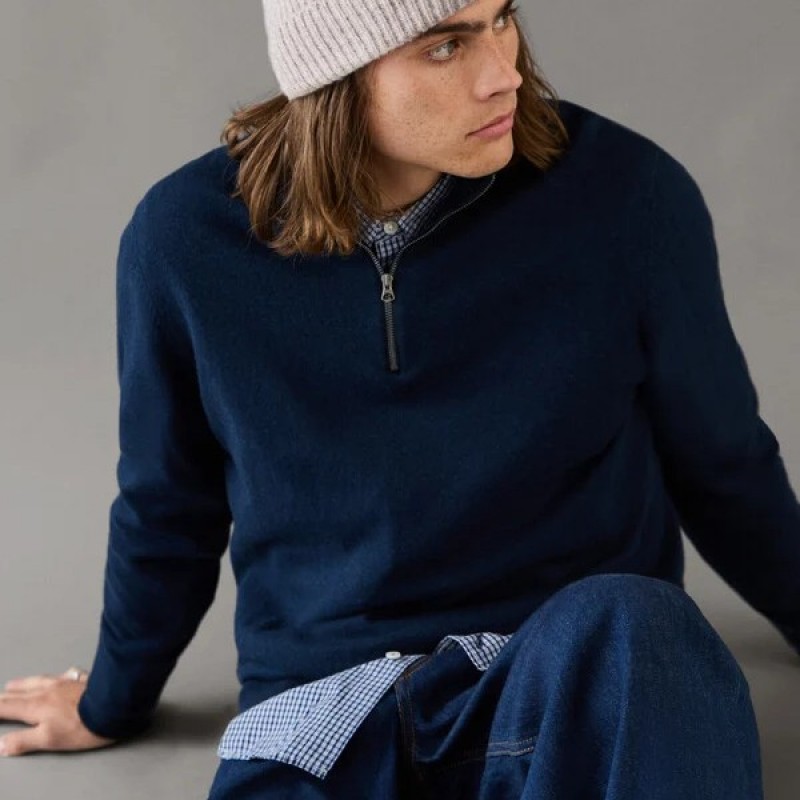 Πουλόβερ με φερμουάρ Andre Blue Pepe jeans
