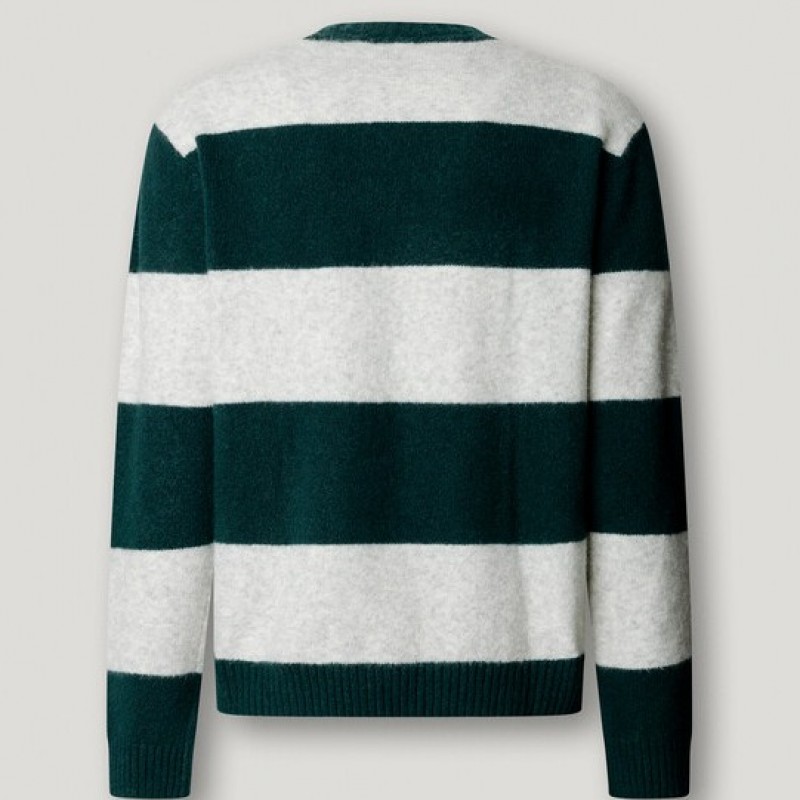 Πουλόβερ ανδρικό Deacon stripe crew Green Pepe jeans