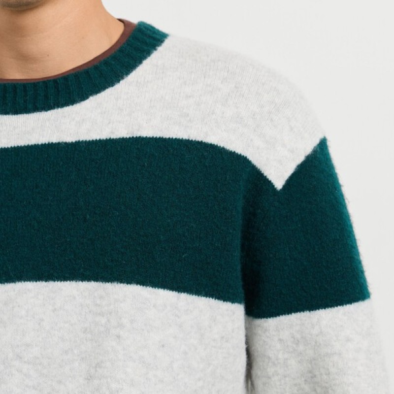 Πουλόβερ ανδρικό Deacon stripe crew Green Pepe jeans