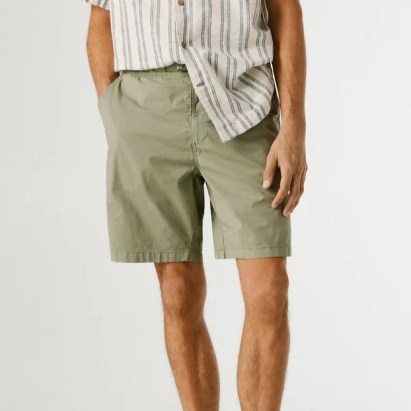 Βερμούδα poplin pull on Chaki Pepe jeans