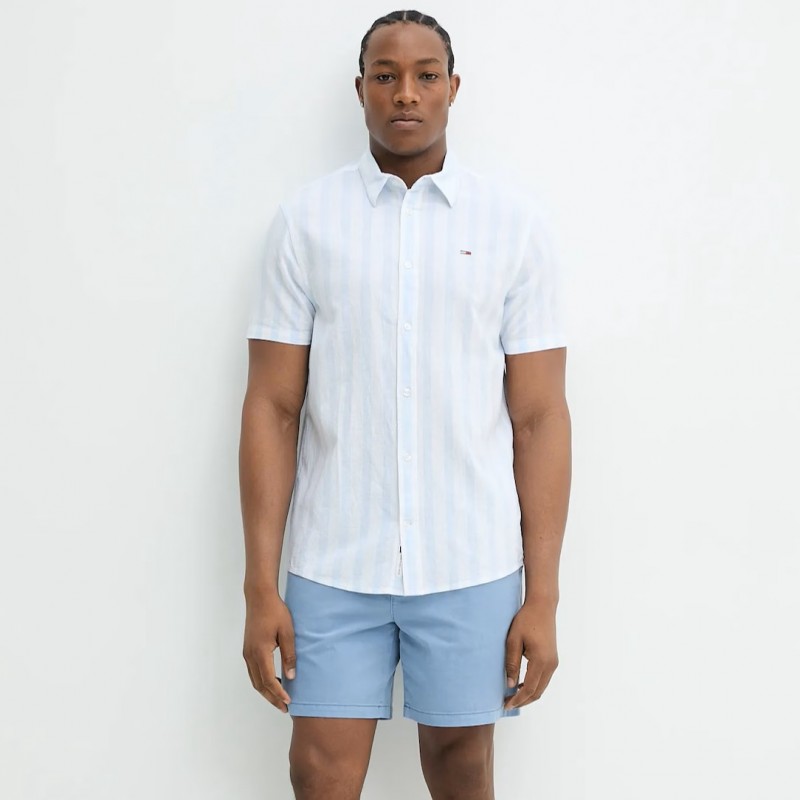 Πουκάμισο ανδρικό με κοντό μανίκι Linen Ciel Tommy jeans
