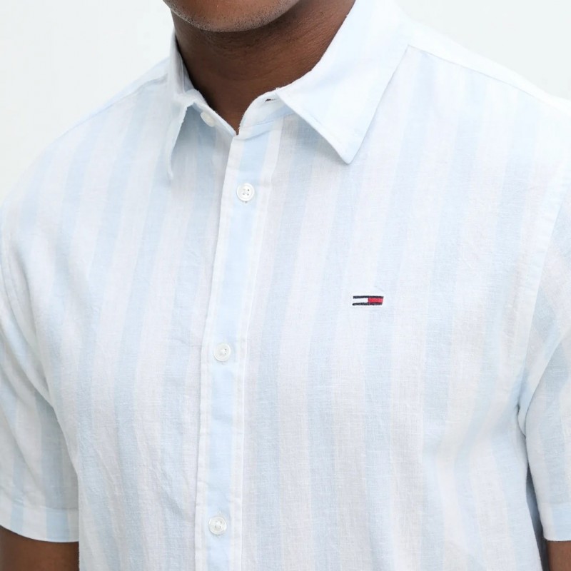 Πουκάμισο ανδρικό με κοντό μανίκι Linen Ciel Tommy jeans