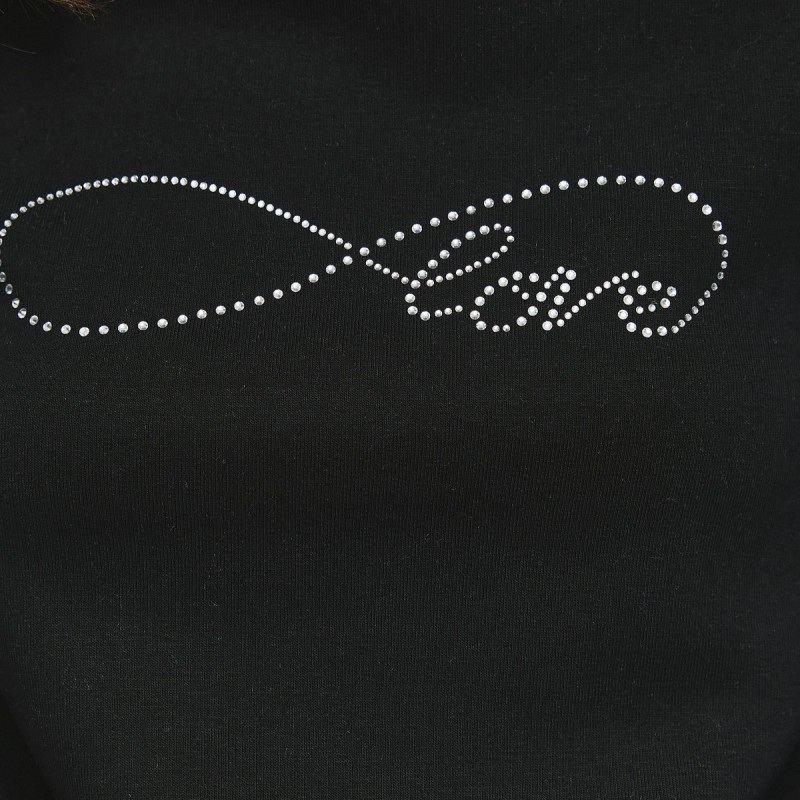 Μπλούζα Φούτερ Crop Top Love με Στρας unitee Black De javu