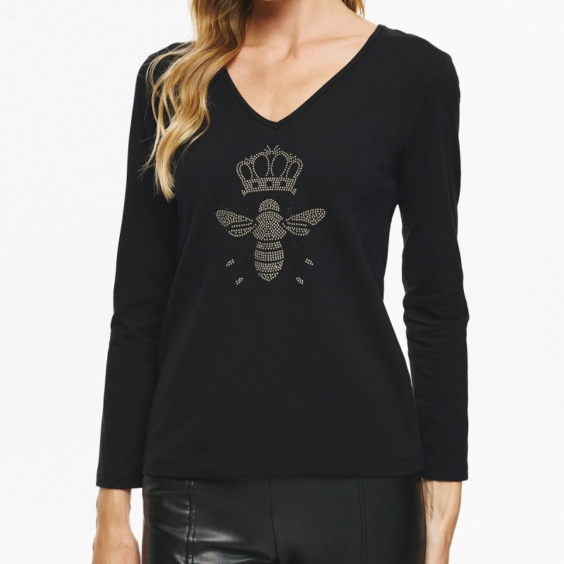 Μπλούζα με μακρύ μανίκι unite μέλισσα Black De javu