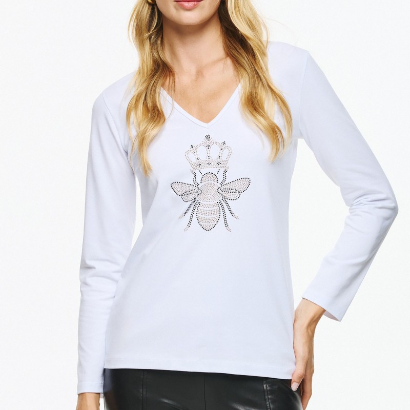 Μπλούζα με μακρύ μανίκι unite μέλισσα White De javu