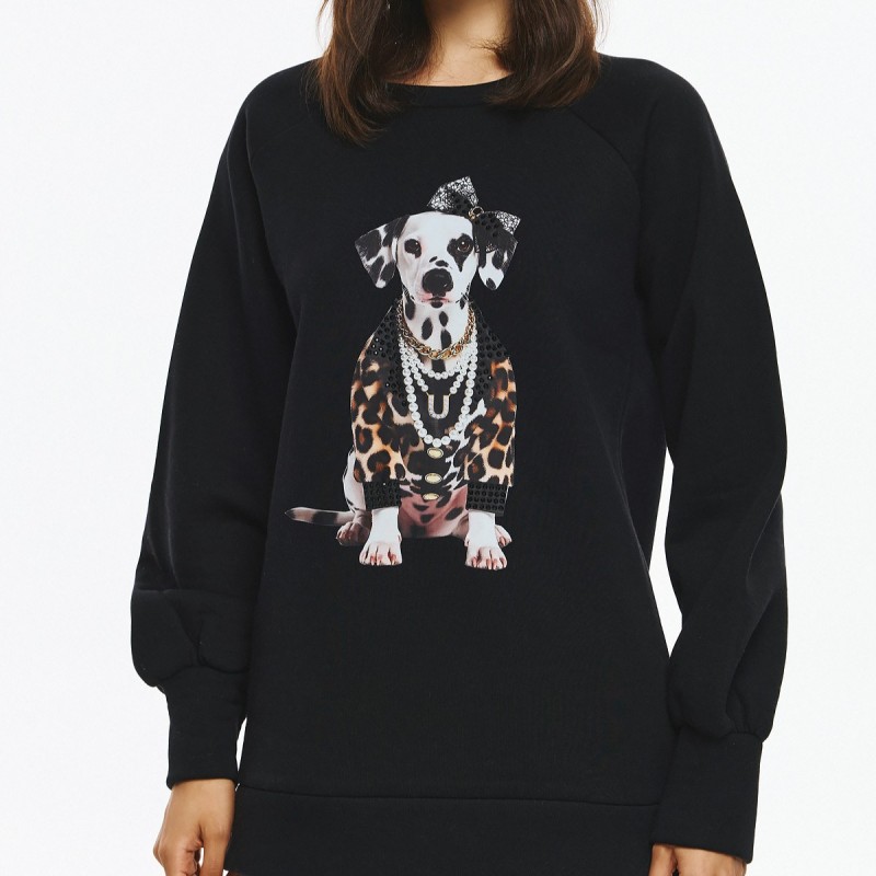 Μπλούζα φούτερ με Σκύλο Δαλματίας unitee Black De javu