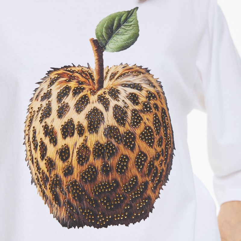 Μπλούζα με κοντό μανίκι με τύπωμα μήλο unitee White De javu