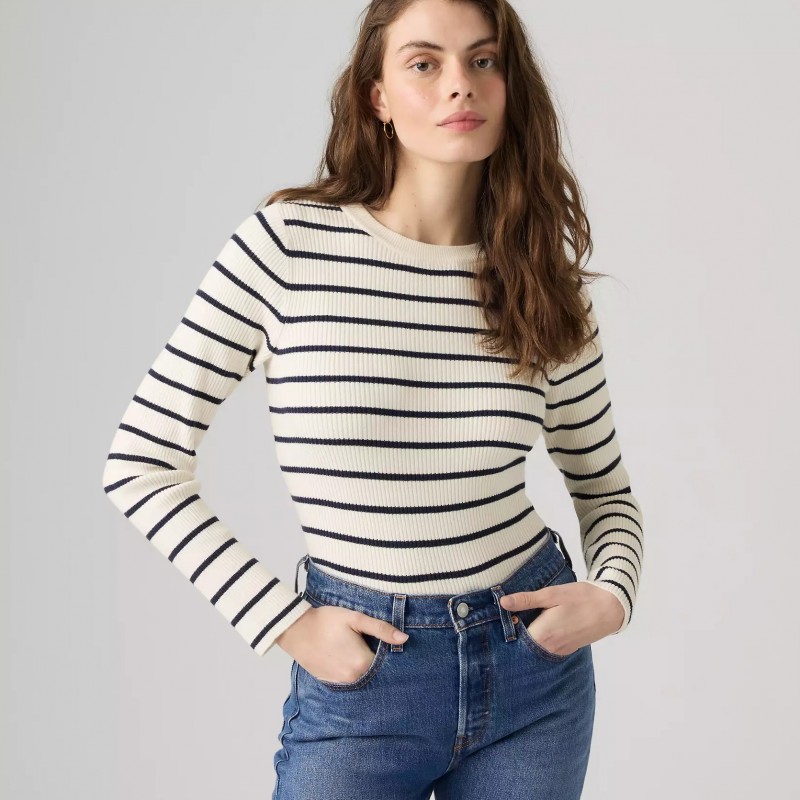 Πουλόβερ πλεκτό crew neck rib Neutrals White Levi's