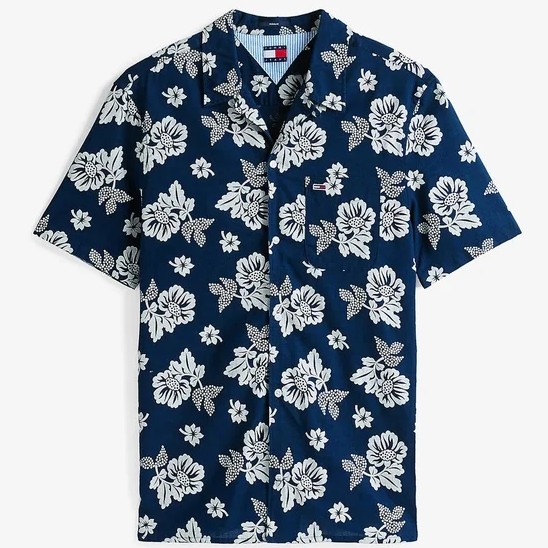 Πουκάμισο ανδρικό με κοντό μανίκι Slub Blue Tommy jeans