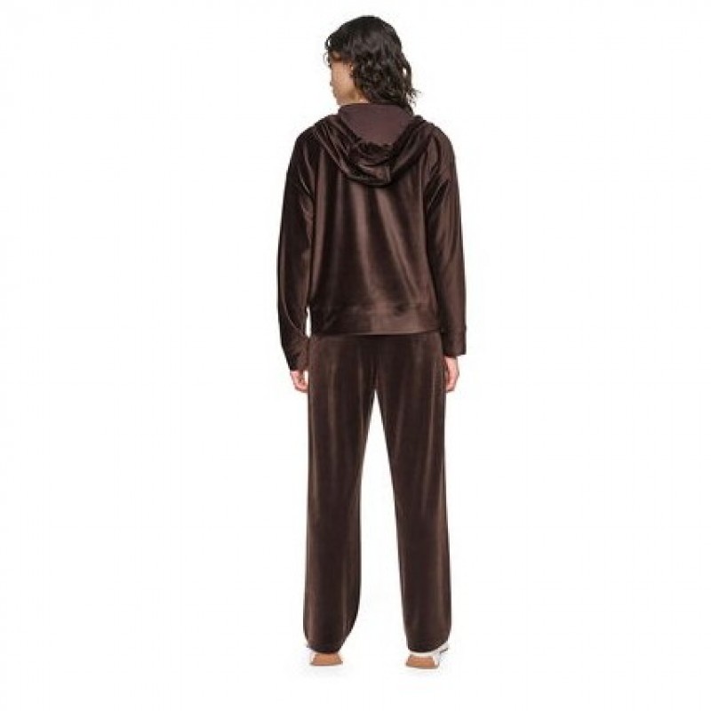 Ζακέτα γυναικεία με κουκούλα Brown DKNY