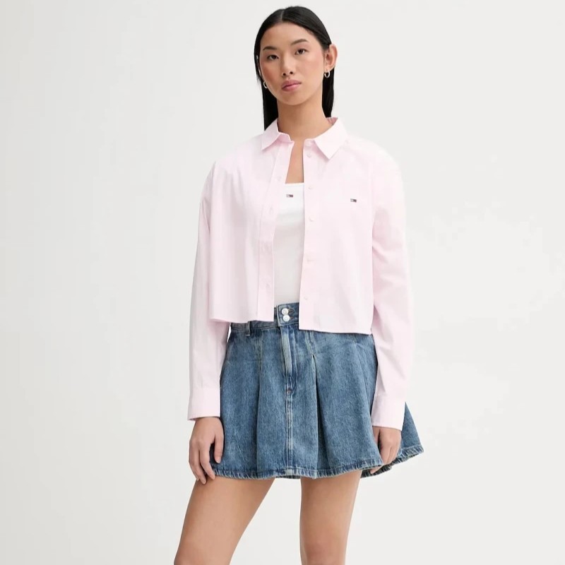 Μπλούζα με κοντό μανίκι slim soft rib ss White Tommy jeans