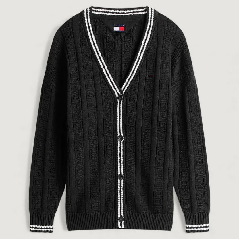 Ζακέτα πλεκτή TJW flag cable Black Tommy jeans