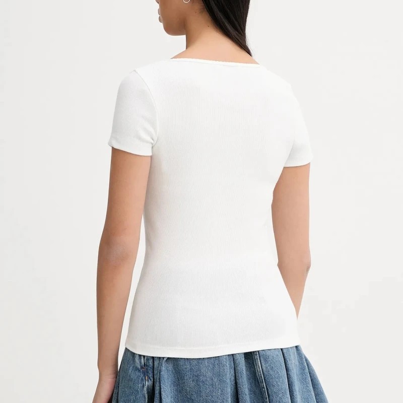 Μπλούζα με κοντό μανίκι slim soft rib ss White Tommy jeans