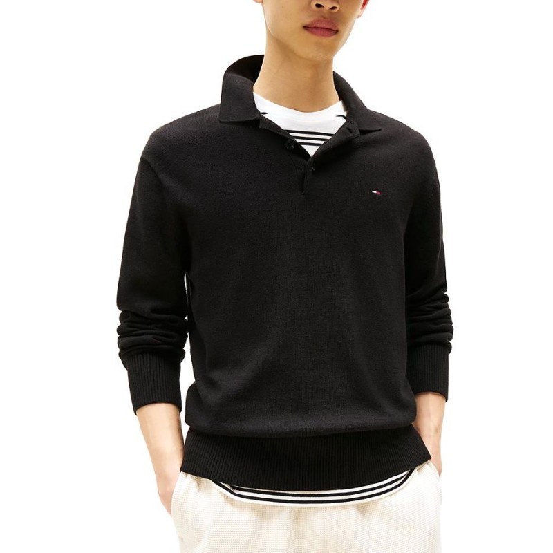 Πόλο με μακρύ μανίκι TJM polo sweater Black Tommy jeans
