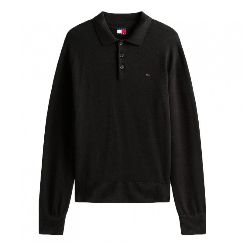 Πόλο με μακρύ μανίκι TJM polo sweater Black Tommy jeans