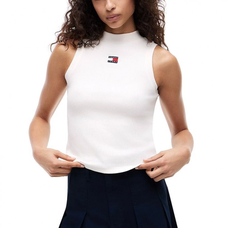 Μπλούζα αμάνικη rib badge mock tank White Tommy jeans